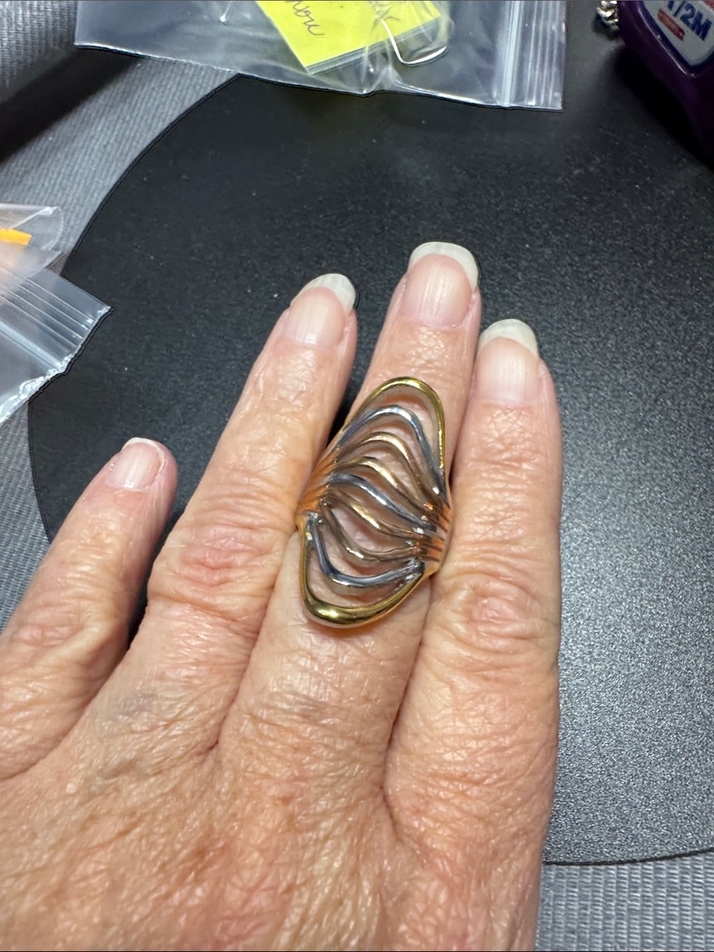 Source Unknown Gold and Silver Tone Wave Band Ring - Women Jewelry Contemporary